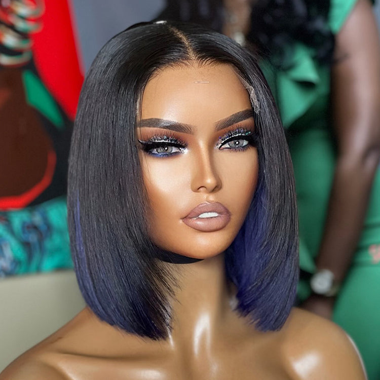 Limited Design | Peekaboo Purple Highlight Glueless 5x5 Closure HD Lace Bob Wig | Large & Small Cap Size