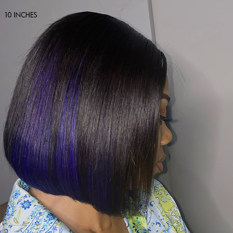 Limited Design | Peekaboo Purple Highlight Glueless 5x5 Closure HD Lace Bob Wig | Large & Small Cap Size