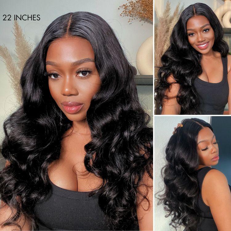 Jet Black Loose Body Wave Glueless 5x5 Closure Lace Wig 100% DELLEDBYSARAH