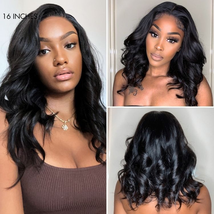 Jet Black Loose Body Wave Glueless 5x5 Closure Lace Wig 100% DELLEDBYSARAH