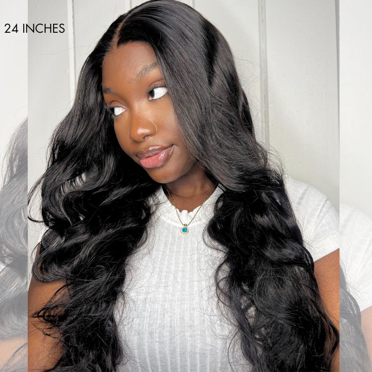 Jet Black Loose Body Wave Glueless 5x5 Closure Lace Wig 100% DELLEDBYSARAH