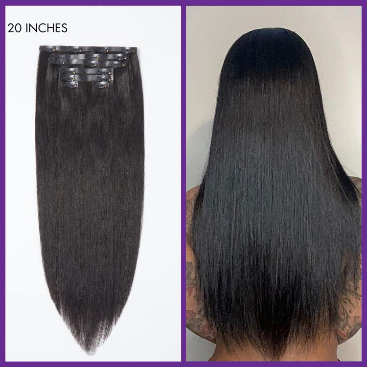 Ultra Natural Seamless Yaki Straight Clip in Human Hair Extensions Hair Pieces 135g 9pcs / 7pcs with Free Gift