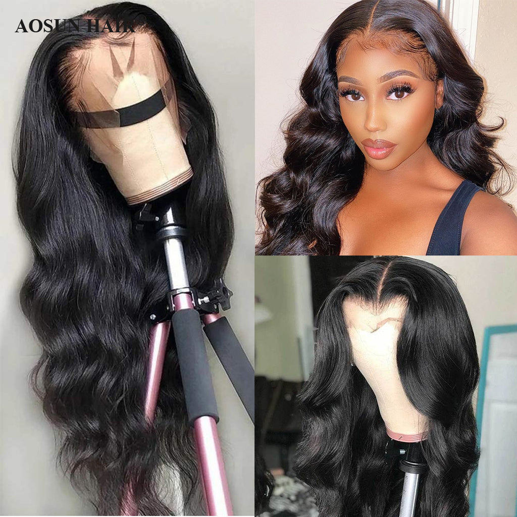 Aosun 180% Density 13x6 Lace Front Wig Brazilian Body Wave Human Hair Lace Wigs