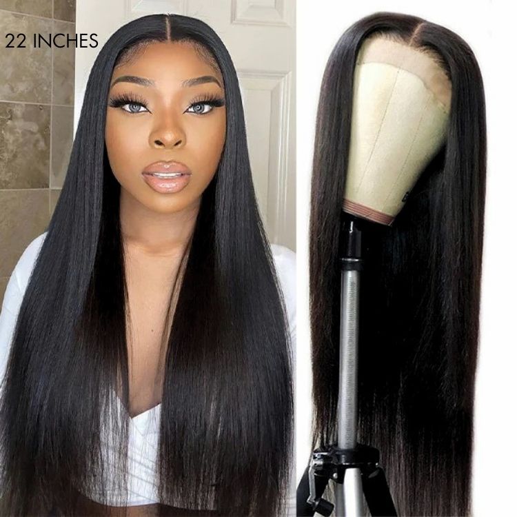 Points Plus Money | PreMax Wigs | Jet Black Middle Part Silky Straight Glueless 5x5 Closure Lace Wig