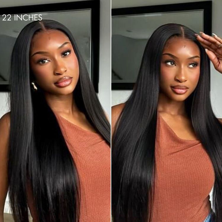 Points Plus Money | PreMax Wigs | Jet Black Middle Part Silky Straight Glueless 5x5 Closure Lace Wig