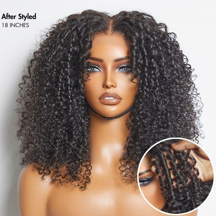 Go Natural Ease | Pre-styled Coils with Kinky Curly Glueless 5x5 Closure Lace Long Curly Wig