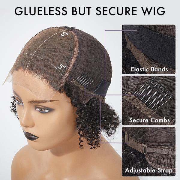 Go Natural Ease | Pre-styled Coils with Kinky Curly Glueless 5x5 Closure Lace Long Curly Wig