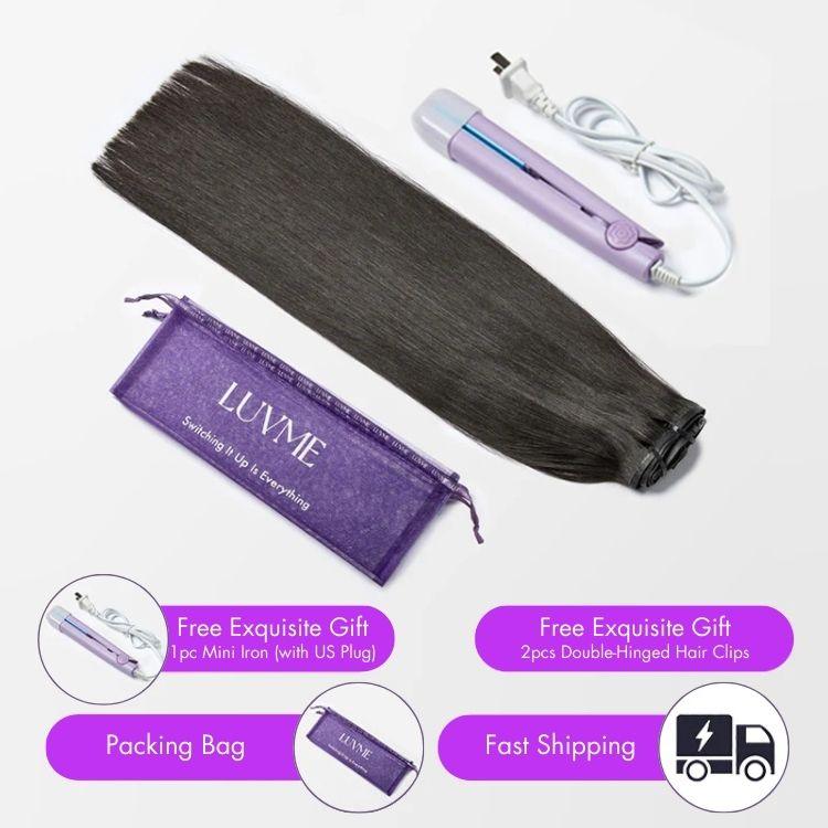 Ultra Natural Seamless Yaki Straight Clip in Human Hair Extensions Hair Pieces 135g 9pcs / 7pcs with Free Gift