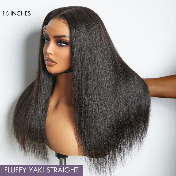 Natural Kinky Straight / Yaki Straight Glueless 5x5 Closure HD Lace Long Wig 100% Human Hair Pre-Cut Lace