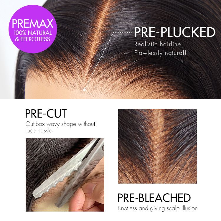 Crazy PreMax Wigs | Natural Hairline Water Wave Glueless 5x5 Closure Lace Long Curly Wig Breathable Cap