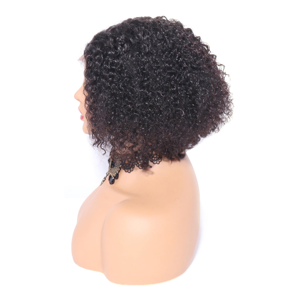 Aosun Kinky Curly Bob Wig 4x4 Front Lace 100% Human Hair Brazilian Virgin Hair