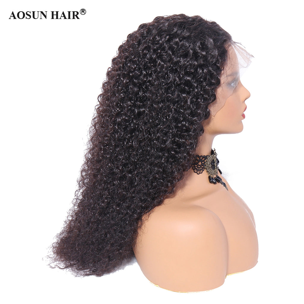 150% 13x6 Lace Wig Kinky Curly Virgin Human Hair Wigs Pre Plucked with Baby Hair