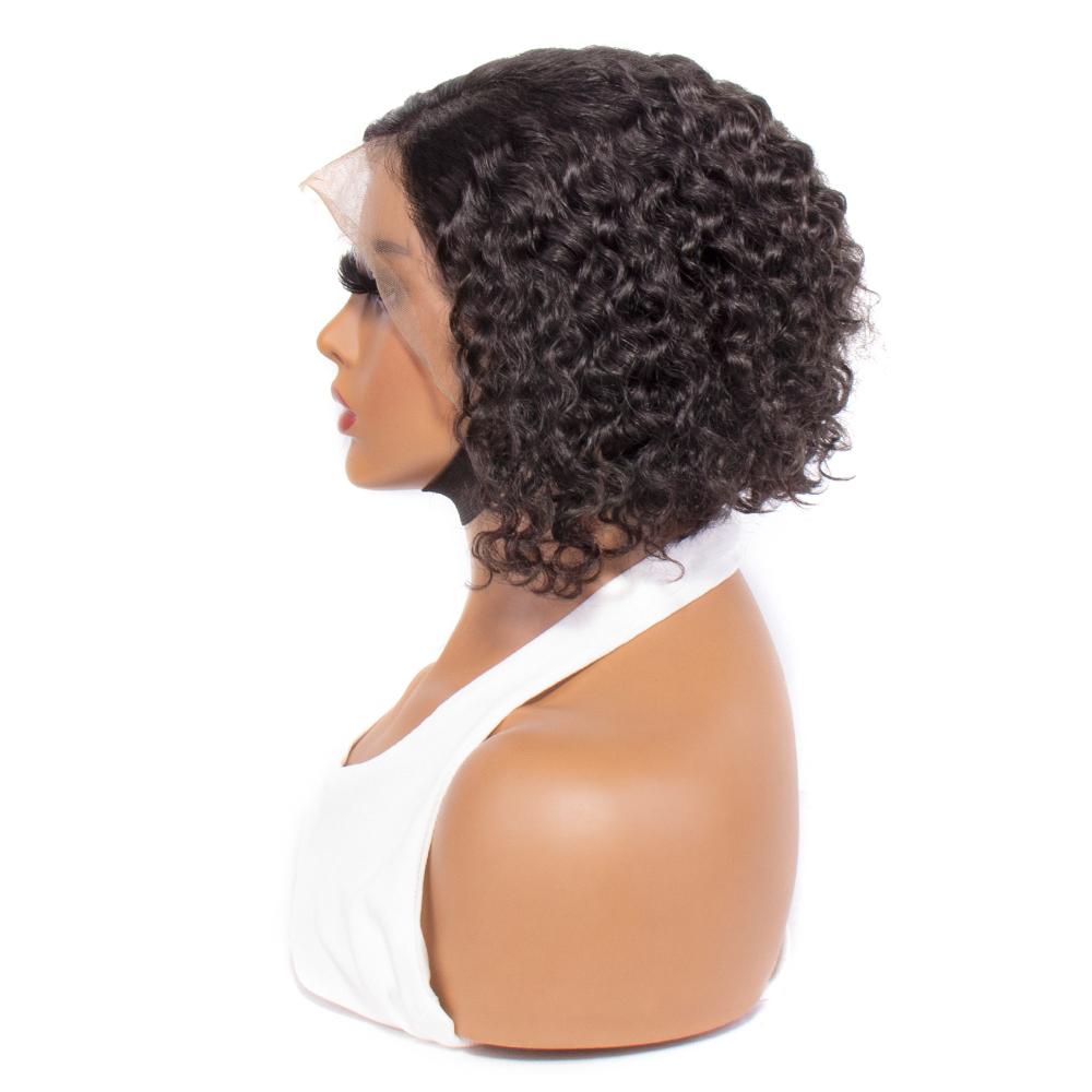 Short Curly Human Hair Wig 13x4 Transparent Lace Wig