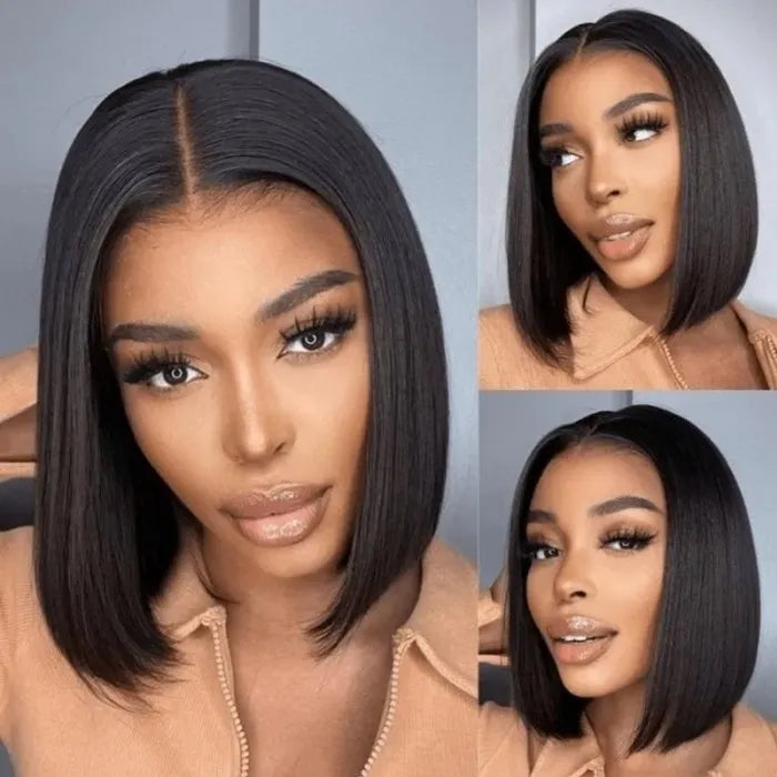 Straight Bob Wig Lace Front Human Hair Wigs Brazilian Short Bob Wig PrePlucked Natural Color Human Hair Lace Wigs