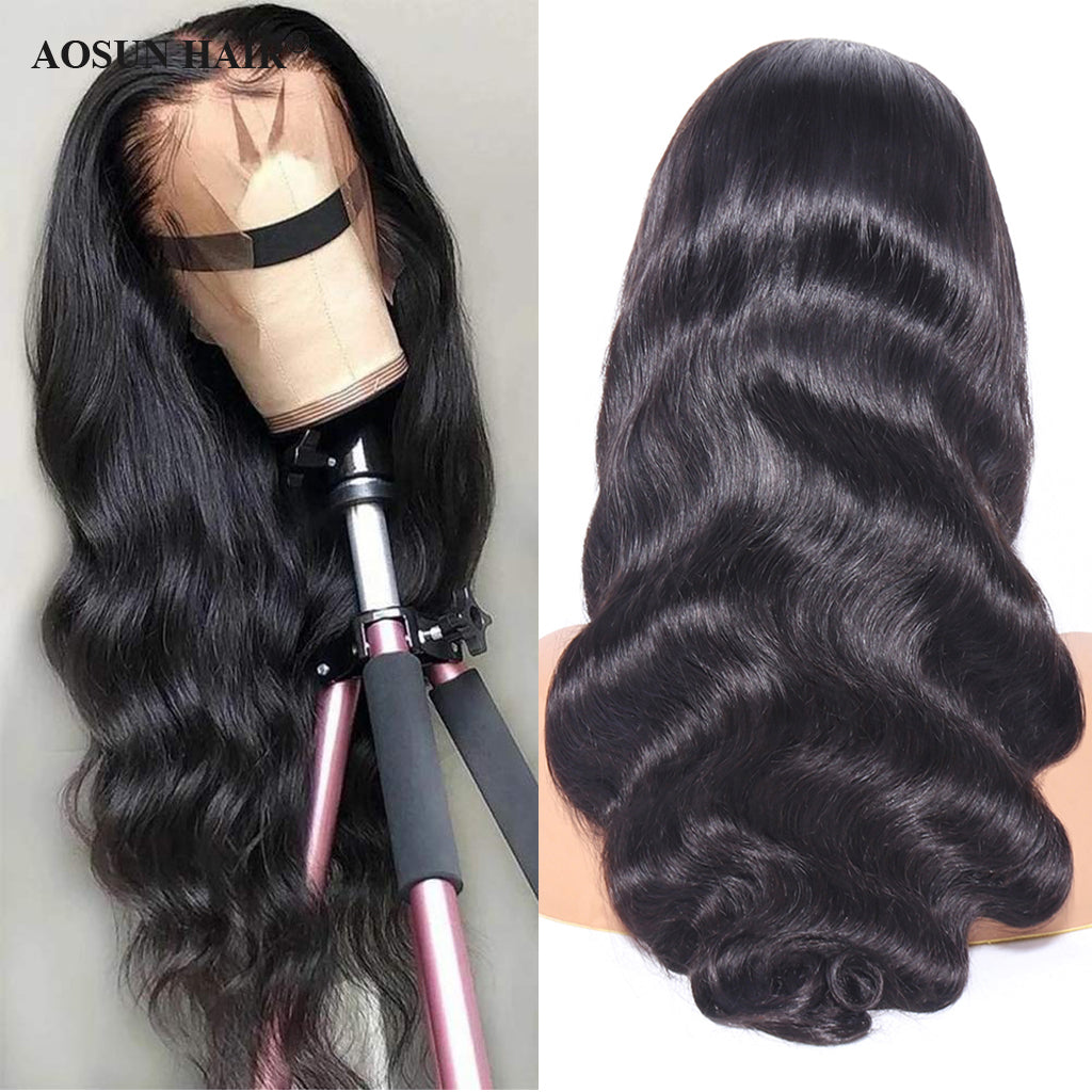 Aosun Body Wave 13x4 Lace Front Wig 180% Density Pre Plucked Human Hair Wigs