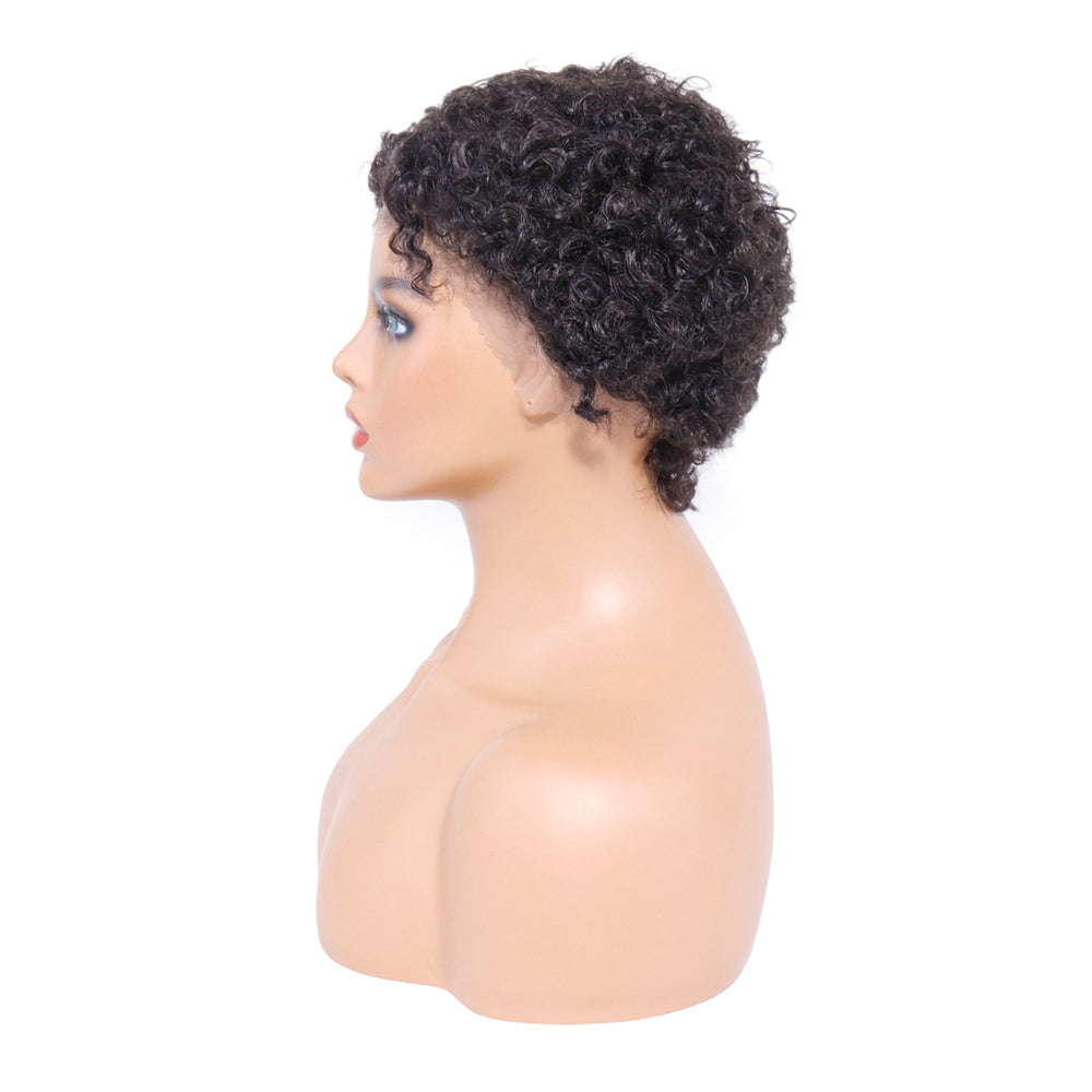 13x4x1 T-Part Lace Wig Natural Short Curly Wigs Human Hair Bob Wigs Lace Front Pre Plucked Wigs For Black Women Deep Curly Wave