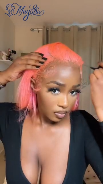 MUGOHK Pink Lace Front Wig  DOLLEDBYSARAH  20 Inch 13x4 Cotton Candy Pink Straight HD Lace Frontal Wig DOLLEDBYSARAH  Pre Plucked with Baby Hair Bubblegum Pink Lace...